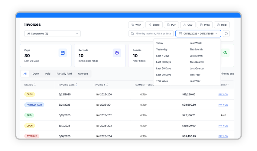 Invoices and Payments